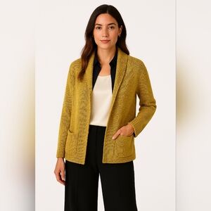 Eileen Fisher Women's Olive Chunky Open Front Sweater Cardigan